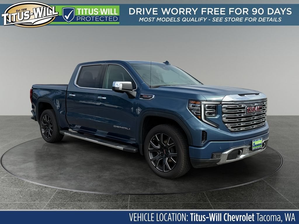 2024 GMC Sierra 1500 Denali in Downpour Metallic — front three-quarter view