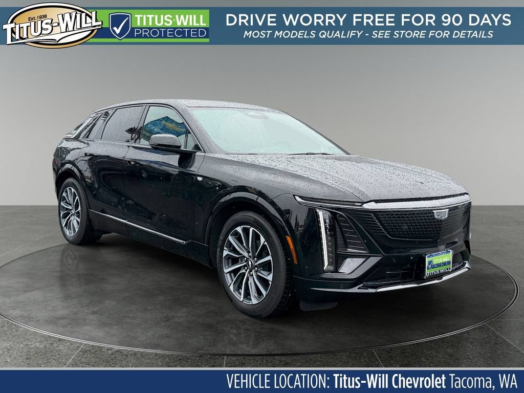 2024 Cadillac LYRIQ Sport 1 in Stellar Black Metallic — front three-quarter view