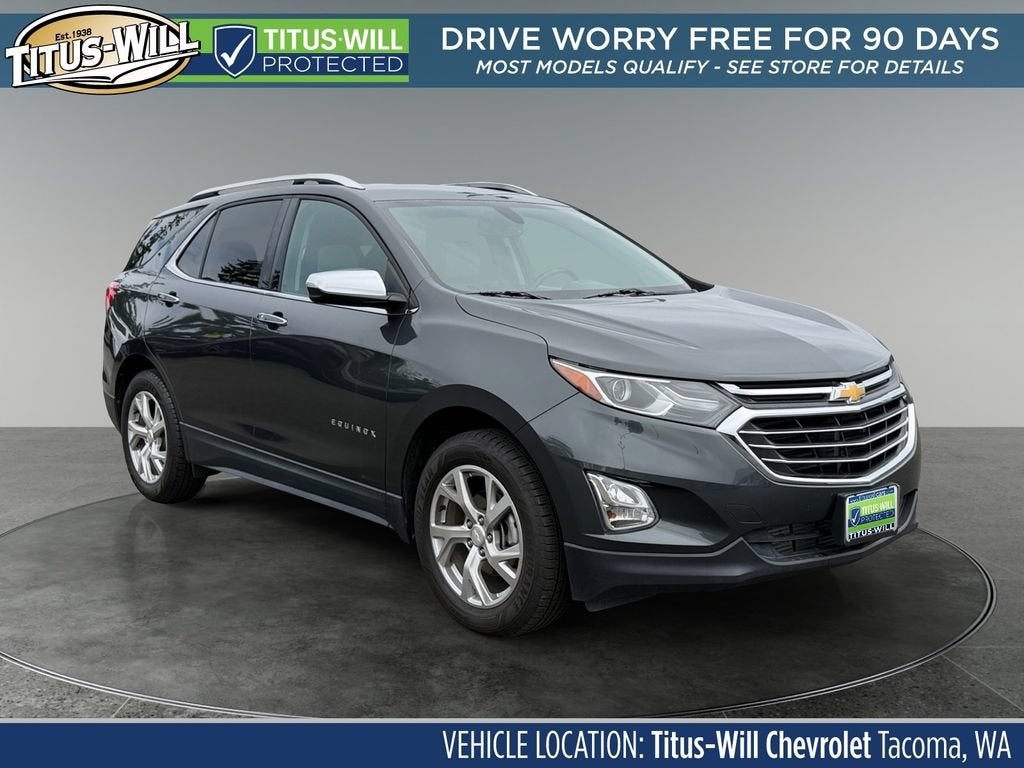 2019 Chevrolet Equinox Premier in Nightfall Gray Metallic — front three-quarter view