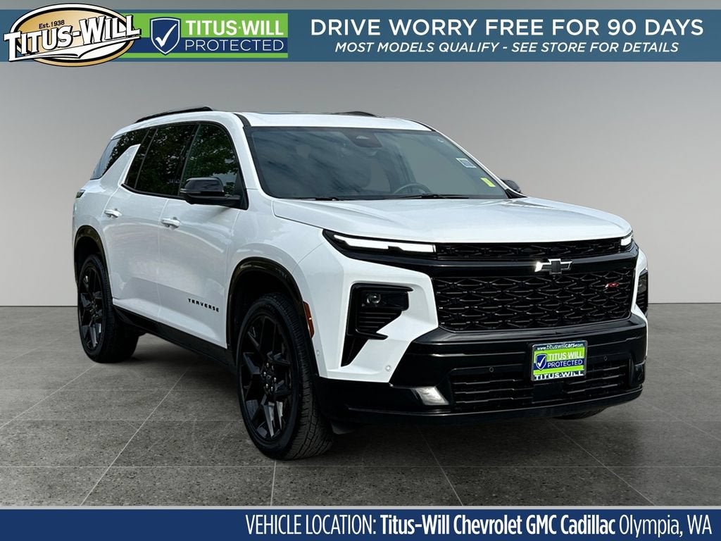 2024 Chevrolet Traverse RS in White — front three-quarter view
