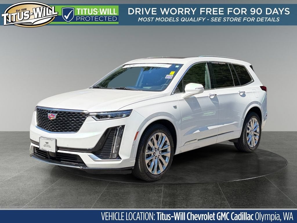 2024 Cadillac XT6 Premium Luxury in Crystal White Tricoat — front three-quarter view