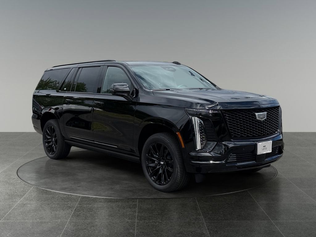 2026 Cadillac Escalade ESV Sport in Black Raven — front three-quarter view