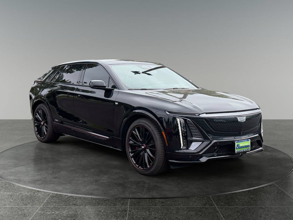 2026 Cadillac LYRIQ V-Series Premium in Stellar Black Metallic — front three-quarter view