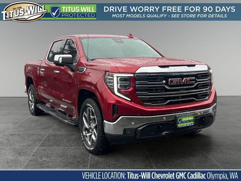 2024 GMC Sierra 1500 SLT in Volcanic Red Tintcoat — front three-quarter view