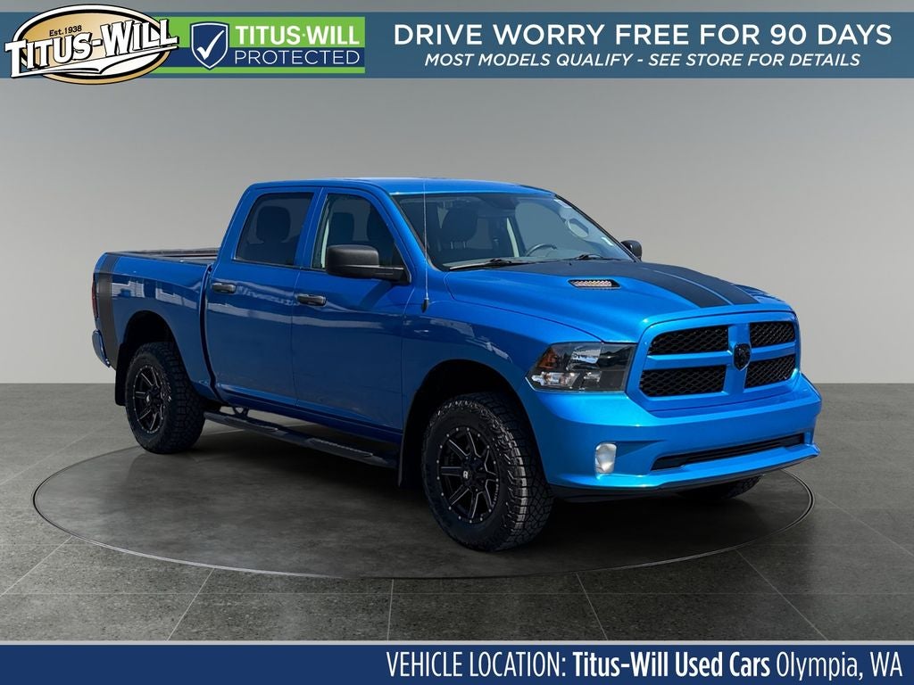 2019 RAM 1500 Classic Express in Hydro Blue Pearlcoat — front three-quarter view