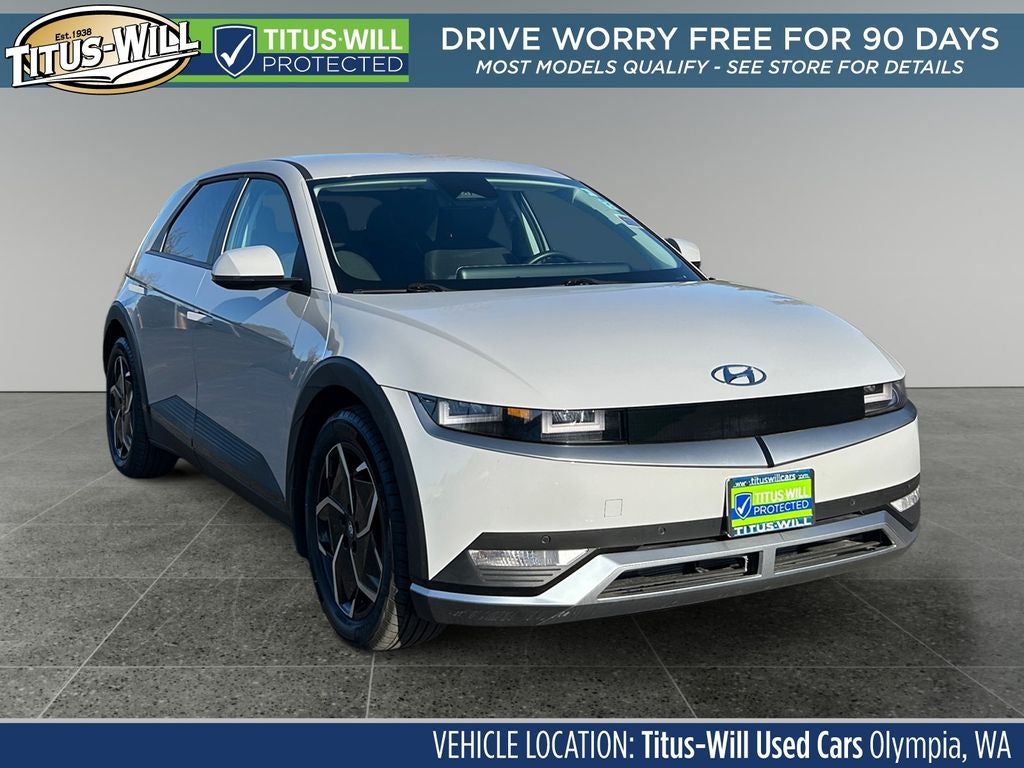 2024 Hyundai IONIQ 5 SEL in Cyber Gray — front three-quarter view
