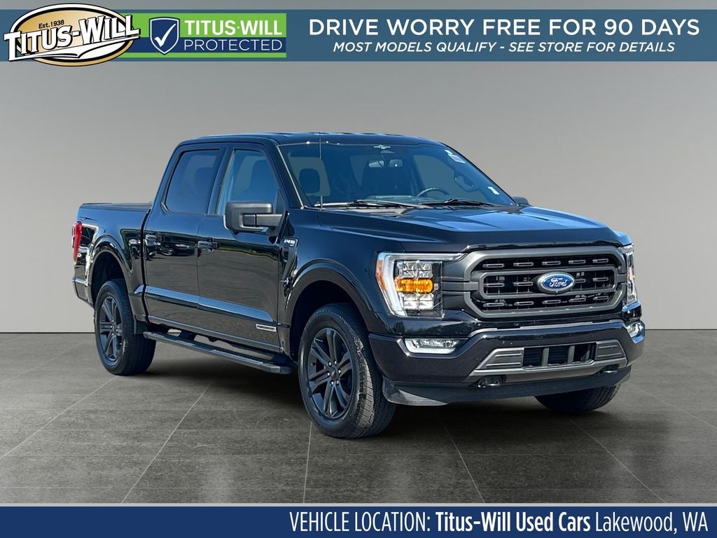 2023 Ford F-150 XLT in Black Metallic — front three-quarter view