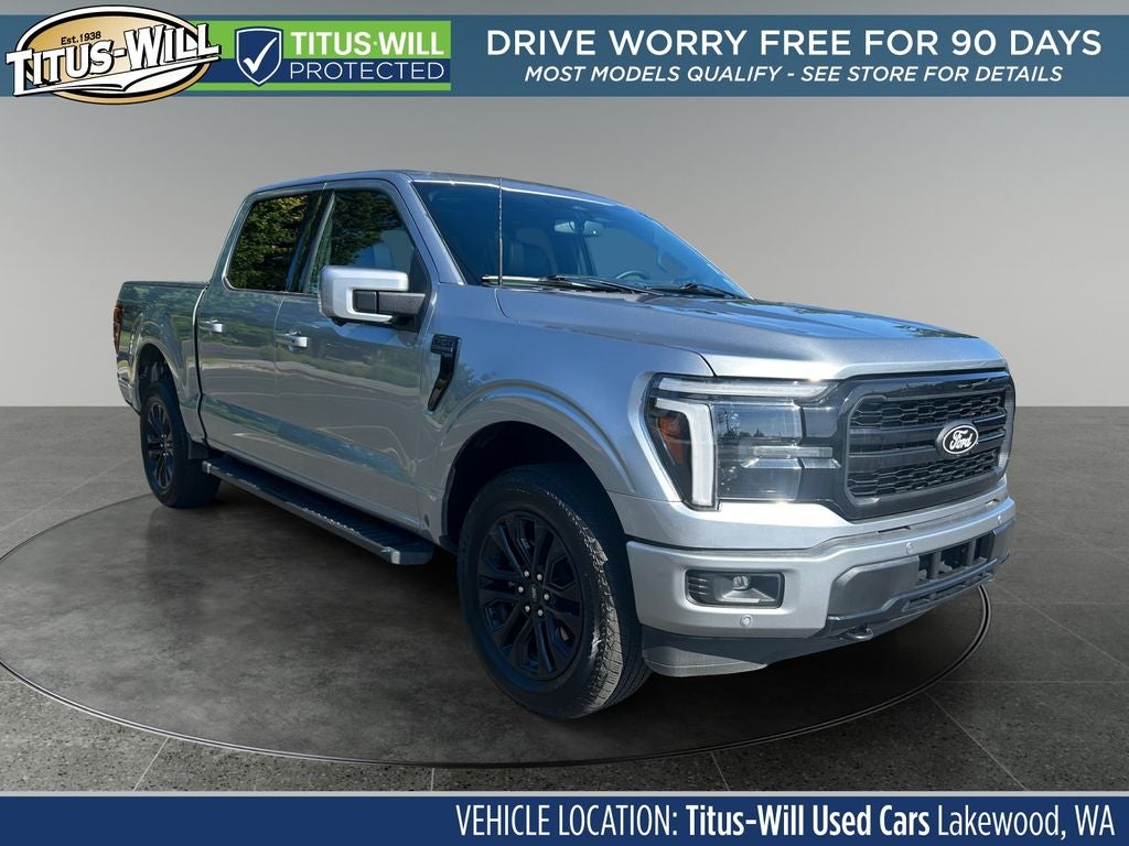 2025 Ford F-150 Lariat in Silver Metallic — front three-quarter view