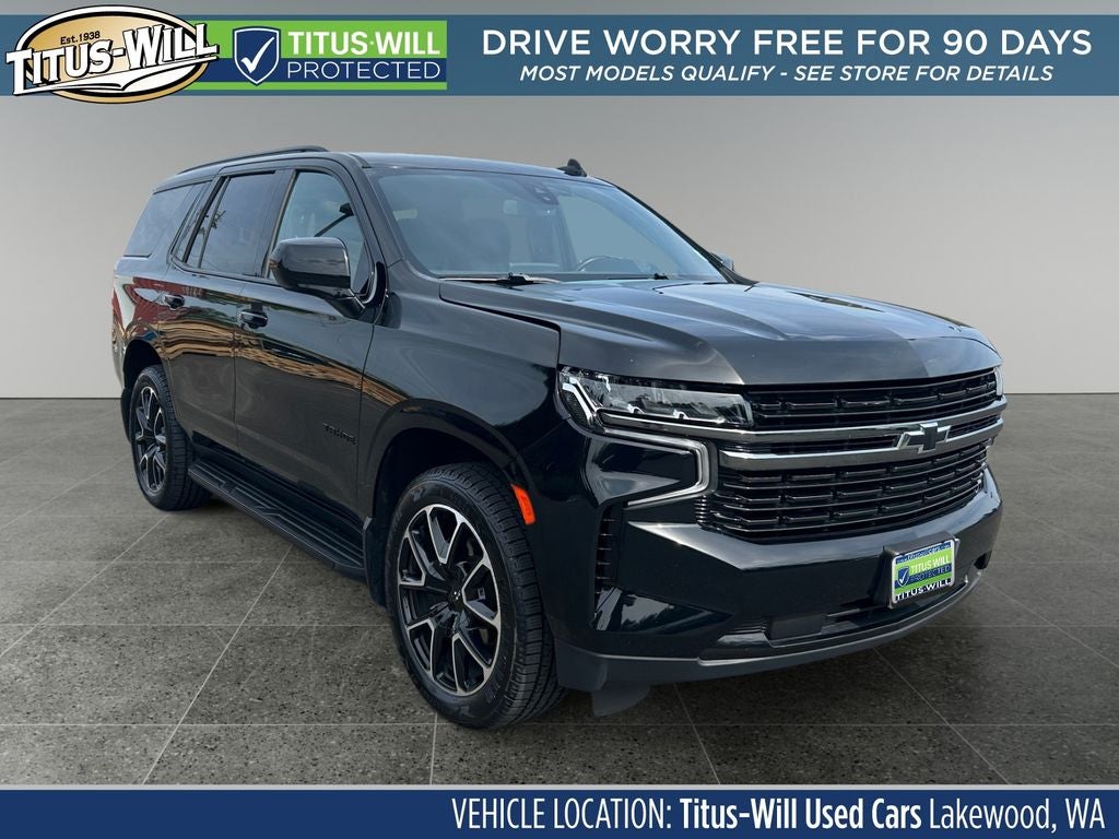 2021 Chevrolet Tahoe RST in Black — front three-quarter view