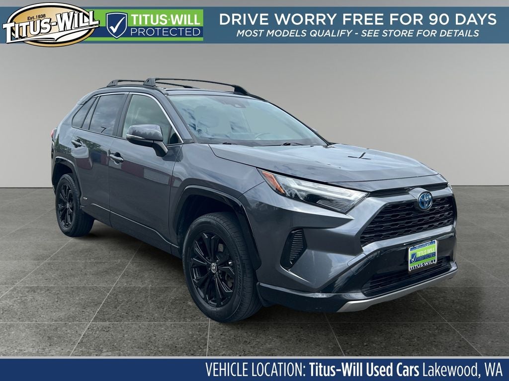 2022 Toyota RAV4 Hybrid SE in Magnetic Gray Metallic — front three-quarter view