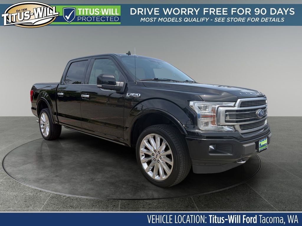 2018 Ford F-150 Limited in Shadow Black — front three-quarter view