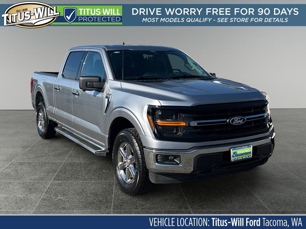 2024 Ford F-150 XLT in Silver Metallic — front three-quarter view