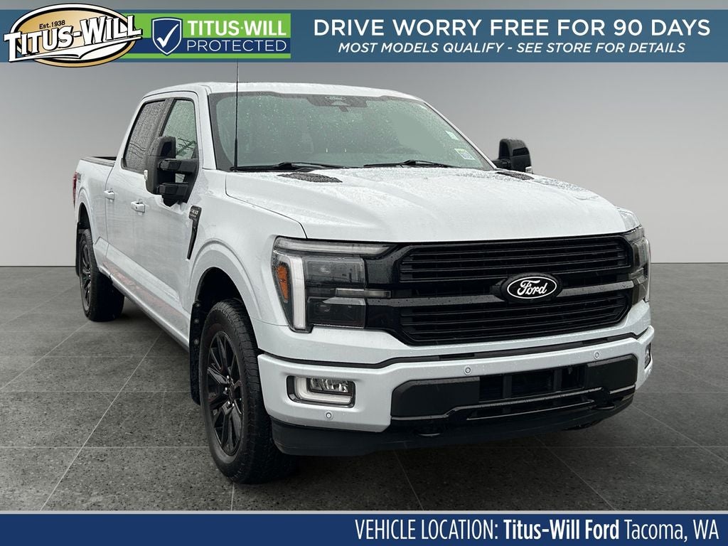 2025 Ford F-150 Platinum in White — front three-quarter view