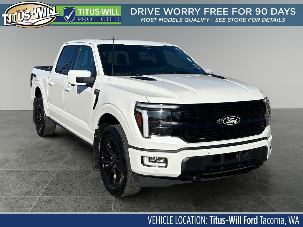 2025 Ford F-150 Platinum in White — front three-quarter view