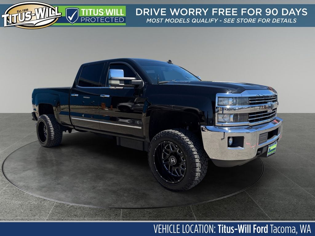 2015 Chevrolet Silverado 2500HD LTZ in Black — front three-quarter view