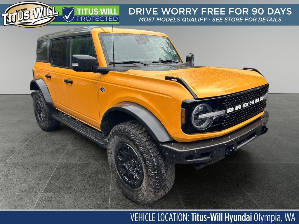 2022 Ford Bronco Wildtrak in Orange Metallic — front three-quarter view