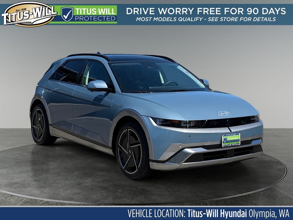 2025 Hyundai IONIQ 5 Limited in Lucid Blue — front three-quarter view