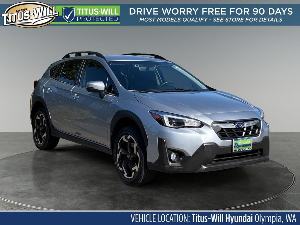 2021 Subaru Crosstrek Limited in Ice Silver Metallic — front three-quarter view
