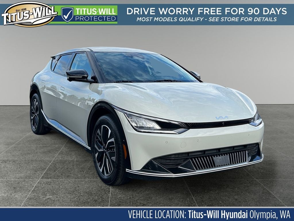 2023 Kia EV6 Wind in Glacier — front three-quarter view