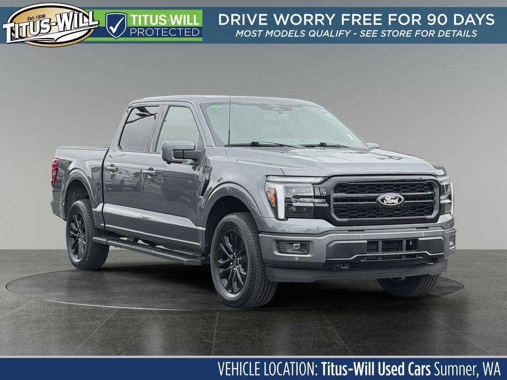 2026 Ford F-150 Lariat in Gray — front three-quarter view