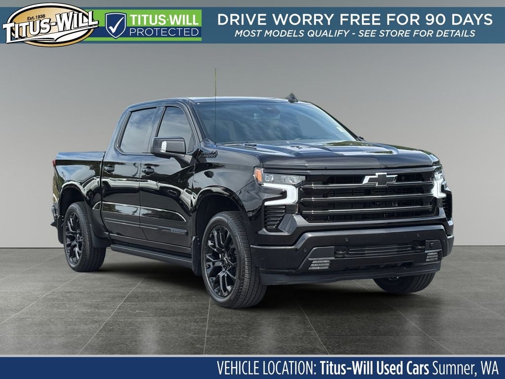 2025 Chevrolet Silverado 1500 High Country in Black — front three-quarter view