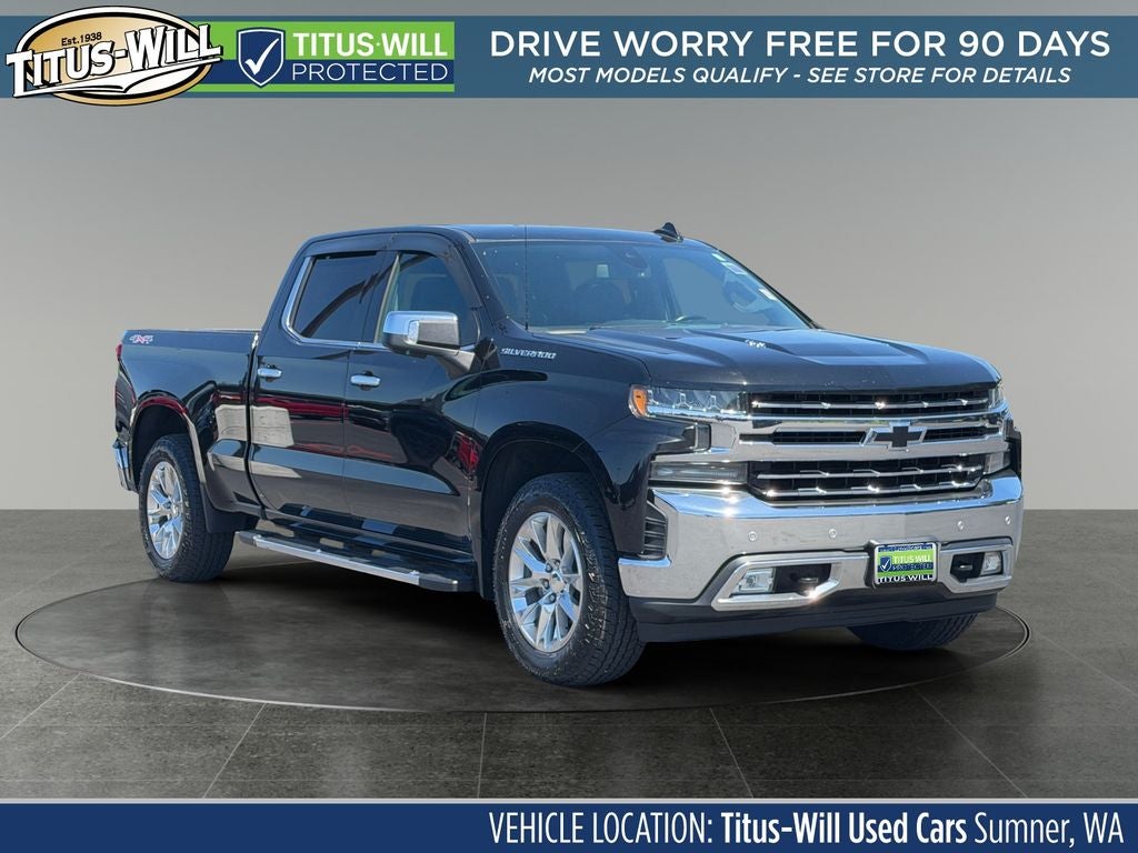 2019 Chevrolet Silverado 1500 LTZ in Black — front three-quarter view