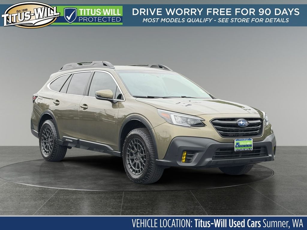 2022 Subaru Outback Premium in Green Metallic — front three-quarter view